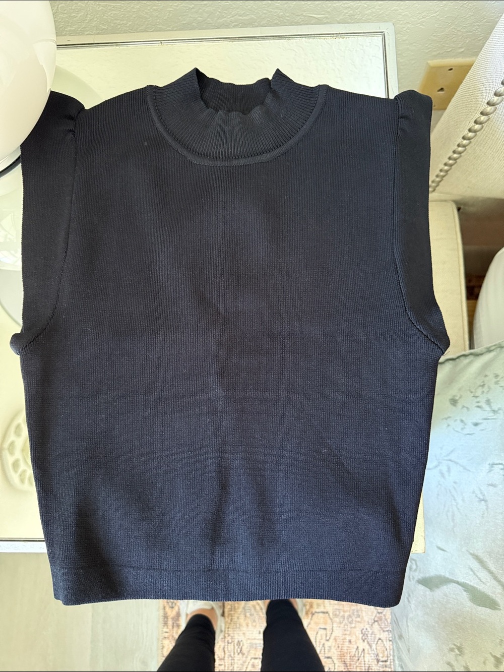 Black Sleeveless Knit Crop Top